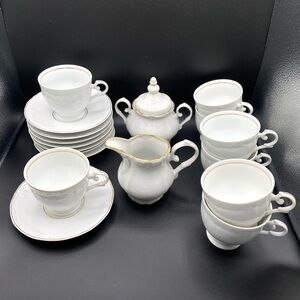 Vintage 19pc Crown Regent Fine China Set Coffee Tea Cups, Saucers, Sugar / Cream